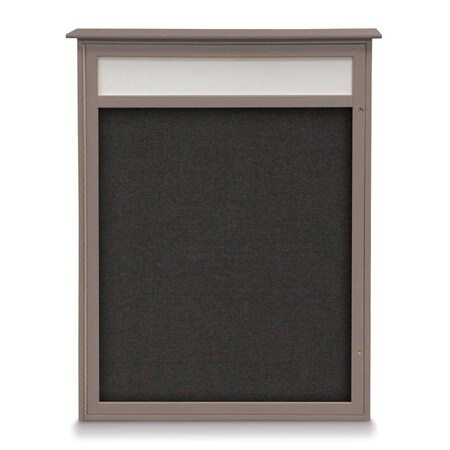 United Visual Products 24"x36" 1-Door Enclosed Outdoor Letterboard, Grey Felt/Bronze Alum UV1160D-BRONZE-GREY